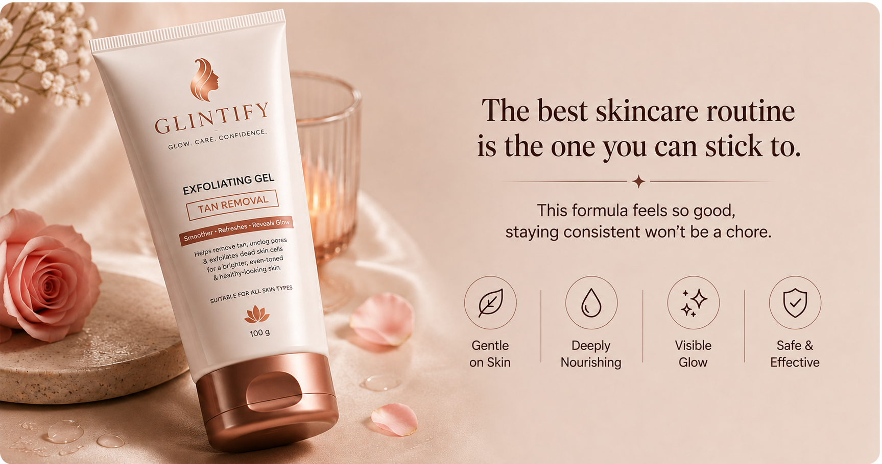 GLINTIFY Tan Removal Exfoliating Gel